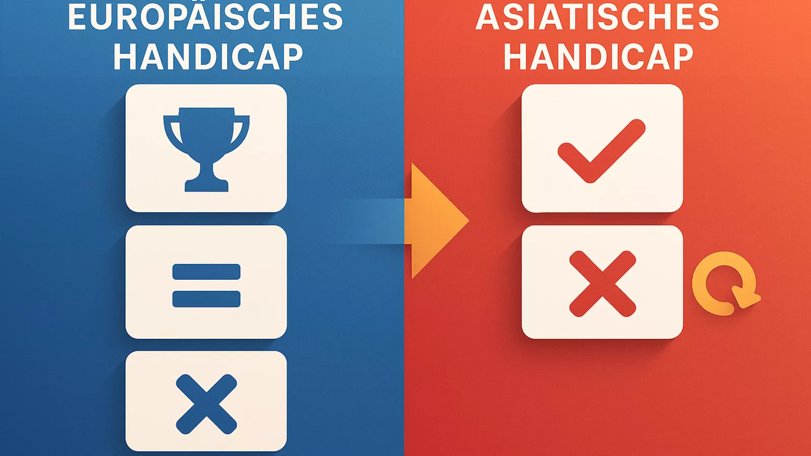 Vergleich zwischen europäischem und asiatischem Handicap - Infografik mit Unterschieden